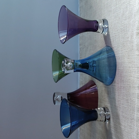 Artland Hand Crafted Cocktail Glasses - Set Of 5 Green  Blue  Purple Beautiful - Picture 2 of 13